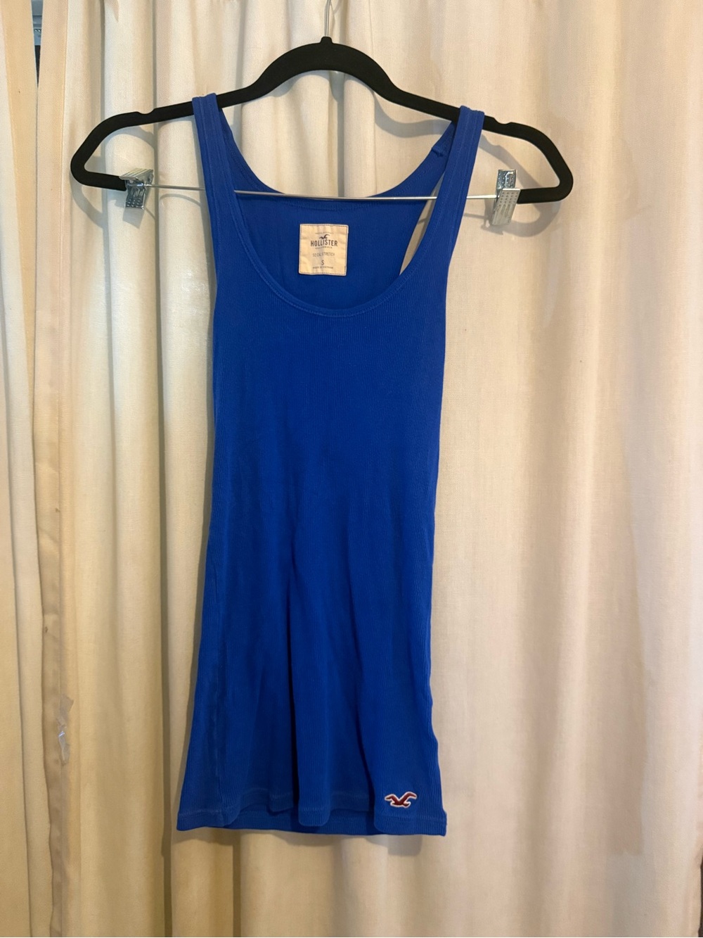 Hollister Women's Royal Blue Ribbed Tank Top Y2K